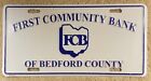 FCB First Community Bank of Bedford County Booster License Plate Vintage 