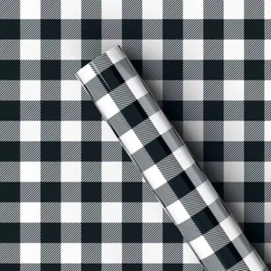 Giant Roll Of 66 Ft X 40” black & White Buffalo Plaid Gift Wrapping Paper Roll - Picture 1 of 2
