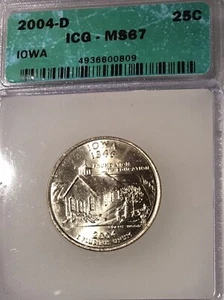 2004 D 25C Iowa State Quarter MS 67 ICG - Picture 1 of 2