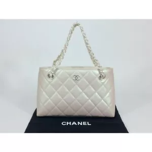 CHANEL Coco Mark Handbag Chain Shoulder Bag LambskinLeather Pink Silver W/B Auth - Picture 1 of 17
