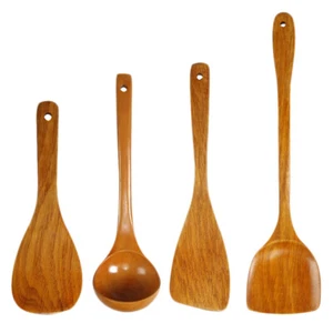 1 Juego de 4 piezas Herramientas de Cocina Cocina Utensilios de Madera Cocina Familia - Imagen 1 de 12