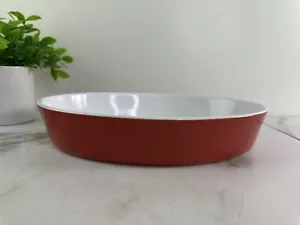IKEA 189 44 Oval Deep Red & White Dinner Bowl 12.5” Baking Dish Serving Quality - Picture 1 of 11