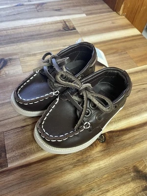 Janie and Jack Marrón Barco Mocasines Moda Zapatos Bebé Talla 4 Nuevo Con Etiquetas Foto 1 de 4