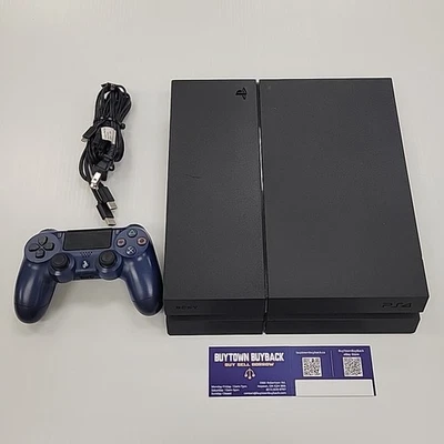 Sony PlayStation 4 PS4 500GB Console CUH-1215A W/ 1 Dark Blue Controller & Wires - Image 1 of 4