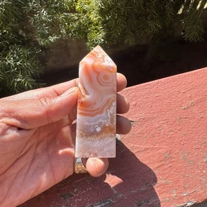 178g 3.62” Carnelian Flower Agate Obelisk Tower - Picture 1 of 22