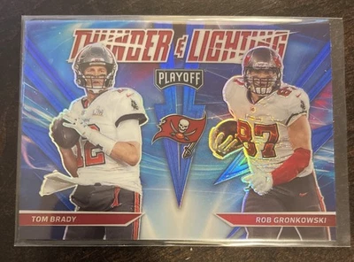 2021 Panini Playoff Thunder & Lighting Blue Prizm Tom Brady Rob Gronkowski #TL-4 - Image 1 of 2