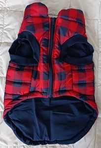 Chaleco para perros Gap Puffer rojo/azul marino a cuadros cremallera completa corte europeo talla M otoño/invierno - Imagen 1 de 8