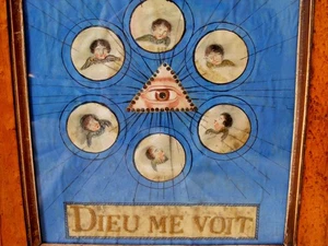 Antique Strange & Unusual Eye Portrait, The Eye of God c1800 - Picture 1 of 8