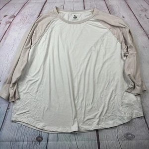 Camisa de dormir Eddie Bauer para mujer 2XL beige crema raglán manga larga pijama top - Imagen 1 de 8