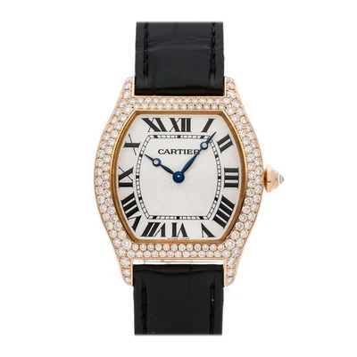 Reloj Cartier Tortue Oro Rosa Diamante 43mm Correa Cuerda Manual WA503951 Foto 1 de 4