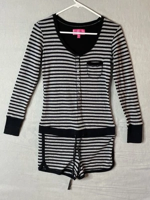 Victoria's Secret Sleepwear Size S Black and Gray Long Sleeve Romper Lingerie - Image 1 of 4