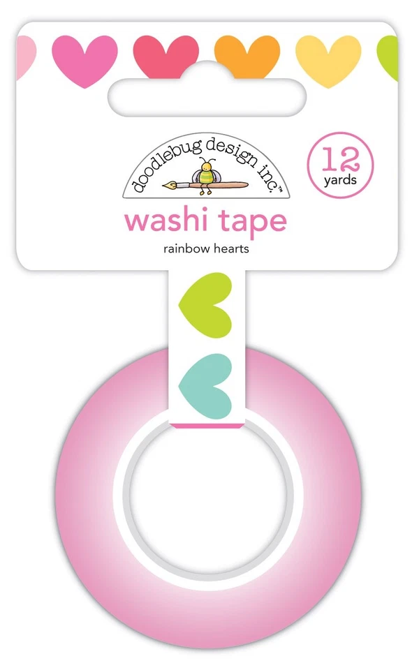Doodlebug Washi Tape 15mmX12yd-Rainbow Hearts - Image 1 of 1