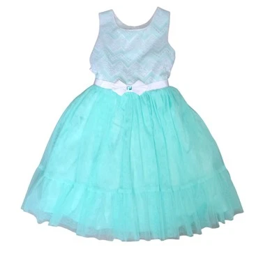 Jona Michelle 复活节春装 10 码女孩无袖薄荷绿色蕾丝紧身衣 — 第 1/4 张图片