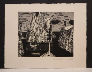 Hans Sperschneider (1928-95 Hamburg) Boot im Kanal mit Inseln Radierung - 6/175 - Bild 1 von 6