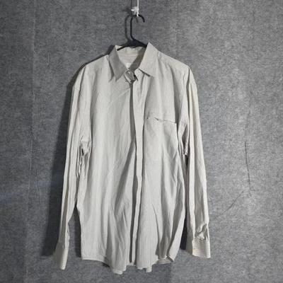 Canali Milano Shirt Mens 17 43 Beige Pinstripe Dress Button Down Italy Designer - Image 1 of 4