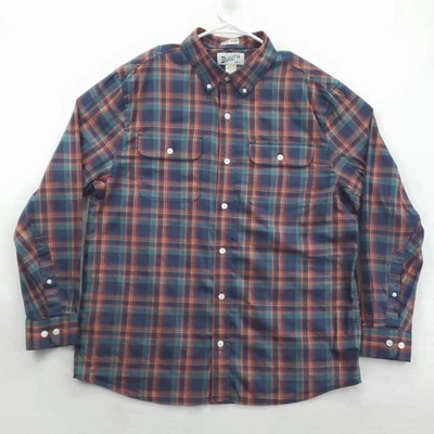 Camisa Duluth Trading Co Para Hombre Grande Azul A Cuadros Abotonada Manga Larga Desconectada Foto 1 de 4
