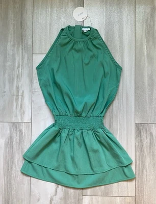 ¡Nuevo! Plisado. Vestido Wells verde jade esmeralda cuello alto sin mangas, niñas talla 8 Foto 1 de 4