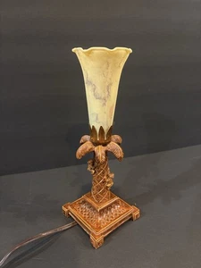 Hampton Bay Palm Tree Accent Lamp Monkeys Faux Alabaster Shade Tropical - Picture 1 of 9
