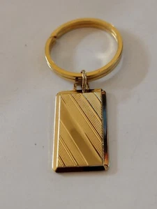 Gold Tone Diagonal Ridge Accent Keyring Charm Accessory - Picture 1 of 5