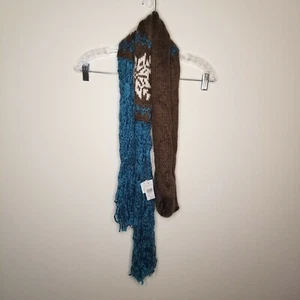 Icing Damen blau braun Strick Schneeflocke Schal Einheitsgröße - Bild 1 von 4