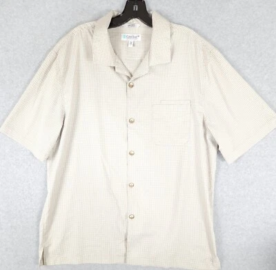 Camisa Coolibar con botones para hombre talla grande L camisa de campamento de safari beige a cuadros UPF 50 Foto 1 de 4