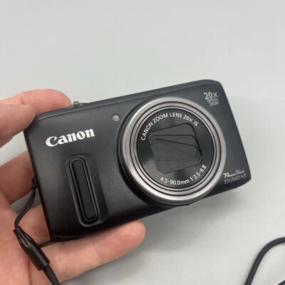 Canon PowerShot SX240 HS Digital Camera 12x Optical Zoom Sharpness Control Black - Image 1 of 4