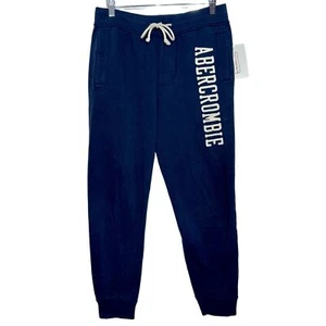 Felpa joggers Abercrombie & Fitch blu bianca in pile con logo e coulisse taglia XS - Foto 1 di 6