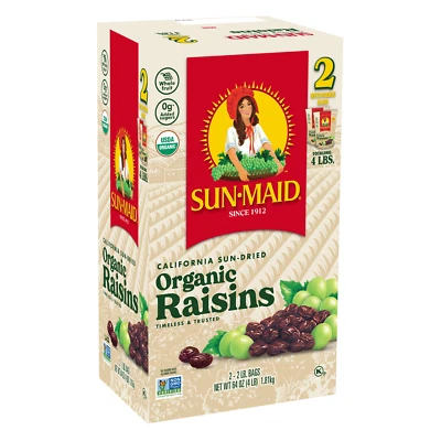 Sun-Maid Organic California Sun-Dried Raisins, 2 lb bags, 2-pack (4 lbs Total) - Image 1 of 4