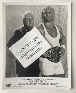 Vintage 1990 WWF Press Photo Mr Perfect Curt Hennig IC Champion Jimmy Hart - Picture 1 of 7