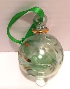 Egyptian Handmade 24K Gold Accent Ball Glass Christmas Ornament 5" x 3" - Picture 1 of 6