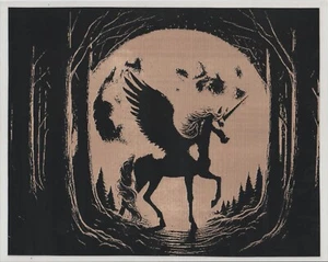 UNICORN Scratchboard Art 8 x 10 - Picture 1 of 1