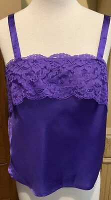 Camisola Vanity Fair vintage púrpura con encaje satinado brillante talla 36 Foto 1 de 4