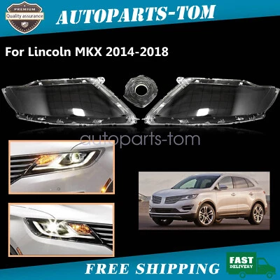 Par de cubiertas de lentes de faros delanteros izquierda y derecha para Lincoln MKX 2014-2018 Foto 1 de 4