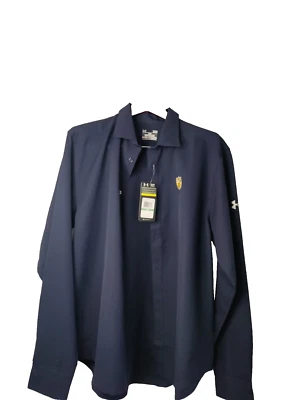Under Armour Men L Navy Loose Coupe Heat Gear Button Long Sleeve Athletic NWT - Image 1 of 4