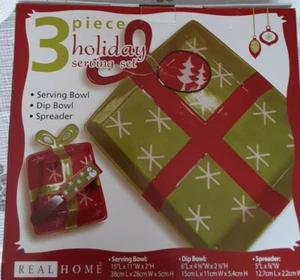 Real Home 3-Piece Handpainted Ceramic Holiday Serving Set - Picture 1 of 2
