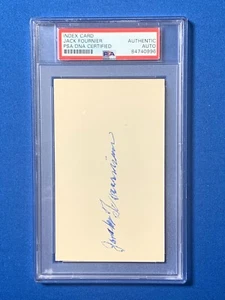 JACK FOURNIER SIGNED 3x5 INDEX CARD NL HR LEADER BROOKLYN ROBINS .313 AVE PSA - Picture 1 of 2