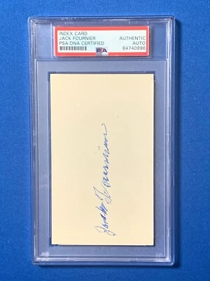 JACK FOURNIER  SIGNED 3x5 INDEX CARD NL HR LEADER  BROOKLYN ROBINS .313 AVE PSA - Image 1 of 2