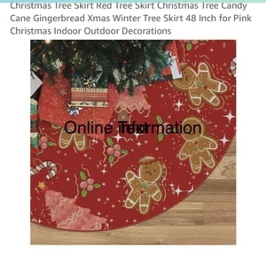 Candy Cane Gingerbread Xmas Winter Tree Skirt 48” - Picture 1 of 8