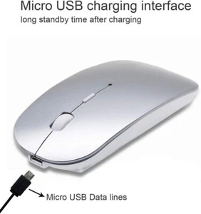 SILVER Bluetooth 2.4GHz dual mode Mouse Wireless Slim Rechargeable PC Laptop USA - Picture 1 of 6