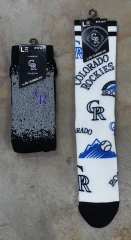 Colorado Rockies 2 Pack Gift Socks Large Men Dual Gray Denver Logo Mixup Black Cover