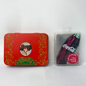Lot Of 2_VTG Coca-Cola Playing Cards Decks Clear Coke Bottle & Red Tin Two Decks - Picture 1 of 10