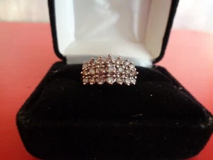 Ladies Diamond Pyramid Ring Size 7.5, 14K Yellow Gold, 21 Diamonds, 7 grams - Picture 1 of 7