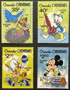 GRENADA GREN EASTER DISNEY STAMPS SET 1981 MNH CHARACTERS COLORING EASTER EGGS - Picture 1 of 1