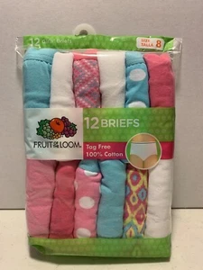 Fruit Of The Loom 12 Girls Briefs Size 8 Tag Free 100% Cotton - Picture 1 of 2