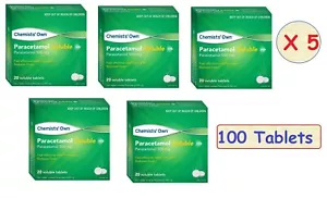 Paracetamol Soluble 500mg same as Panadol Soluble Generic 100 tablets - Picture 1 of 5