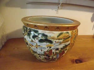 ORIENTAL Jardiniere Chinoiserie BODENÜBERTOPF Porzellan & Emaille 12" Durchmesser - Bild 1 von 9