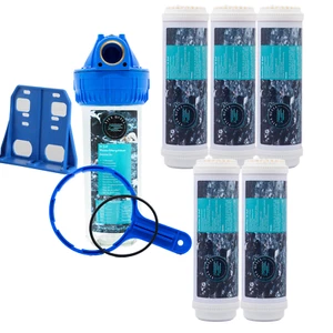 VQ® Filter Gehäuse 10 ZOLL 1/2"IG Hauswasser Brunnen Pumpe Pool + 5x Eisenfilter - Bild 1 von 10
