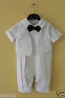 Baby White Romper Faux Tuxedo Outfit 9/12/18/24MOS Christening Wedding Functions