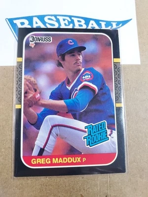 1987 Donruss Greg Maddux Rated Rookie Chicago Cubs RC #36 HOF - Image 1 of 2