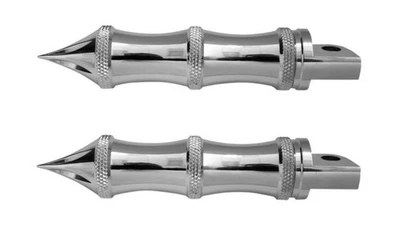 Accutronix Male-Mount Footpegs - Tribal 5in Chrome Motorcycle Street RP111-LC - Image 1 of 4